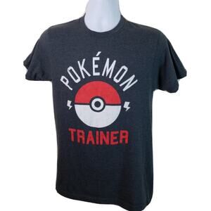 Official Nintendo Game Freak Pokemon Ball Trainer Grey Tshirt Size Small